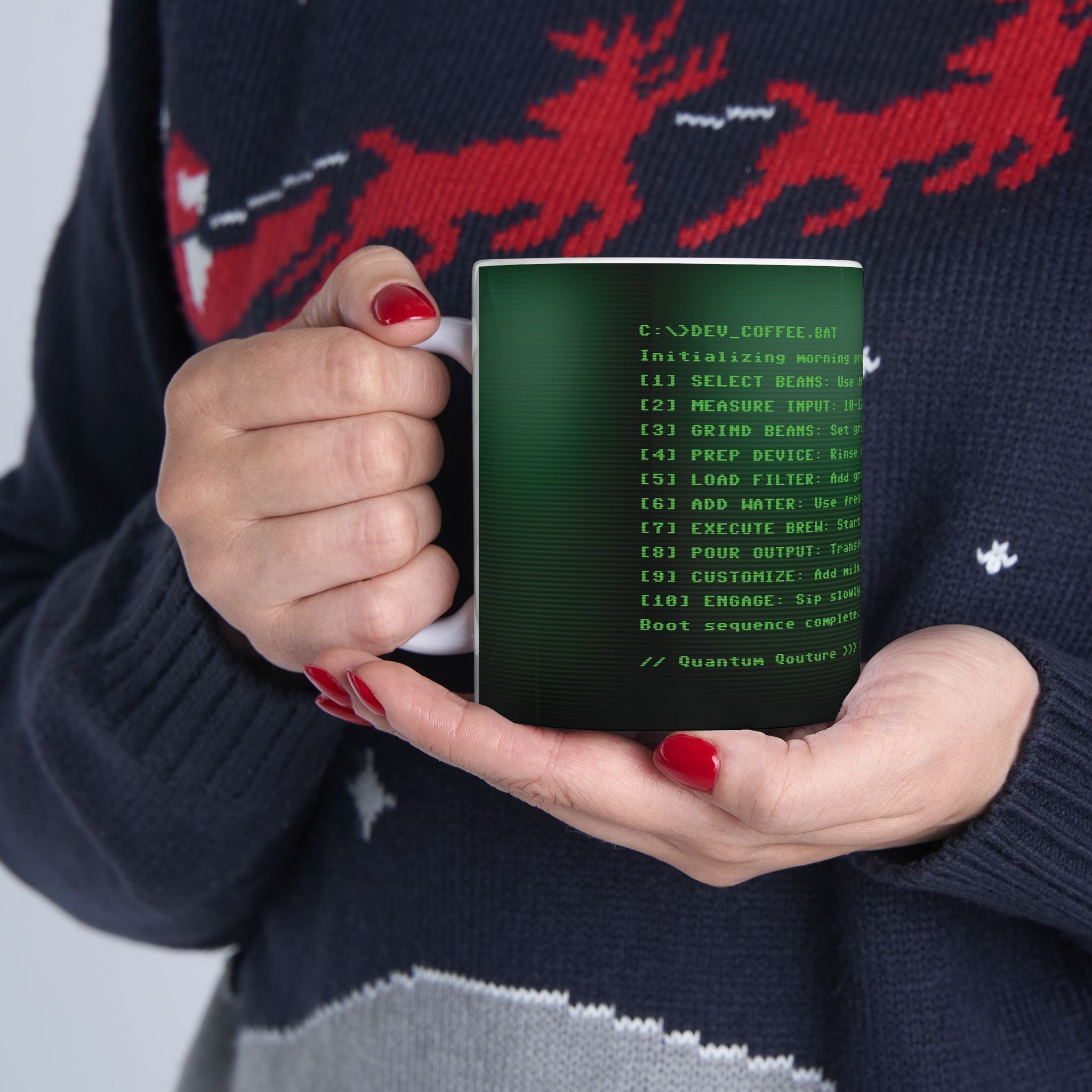 Coffee Mug - Retro Terminal Script Phosphor Green CRT Ritual Cadence: Awake