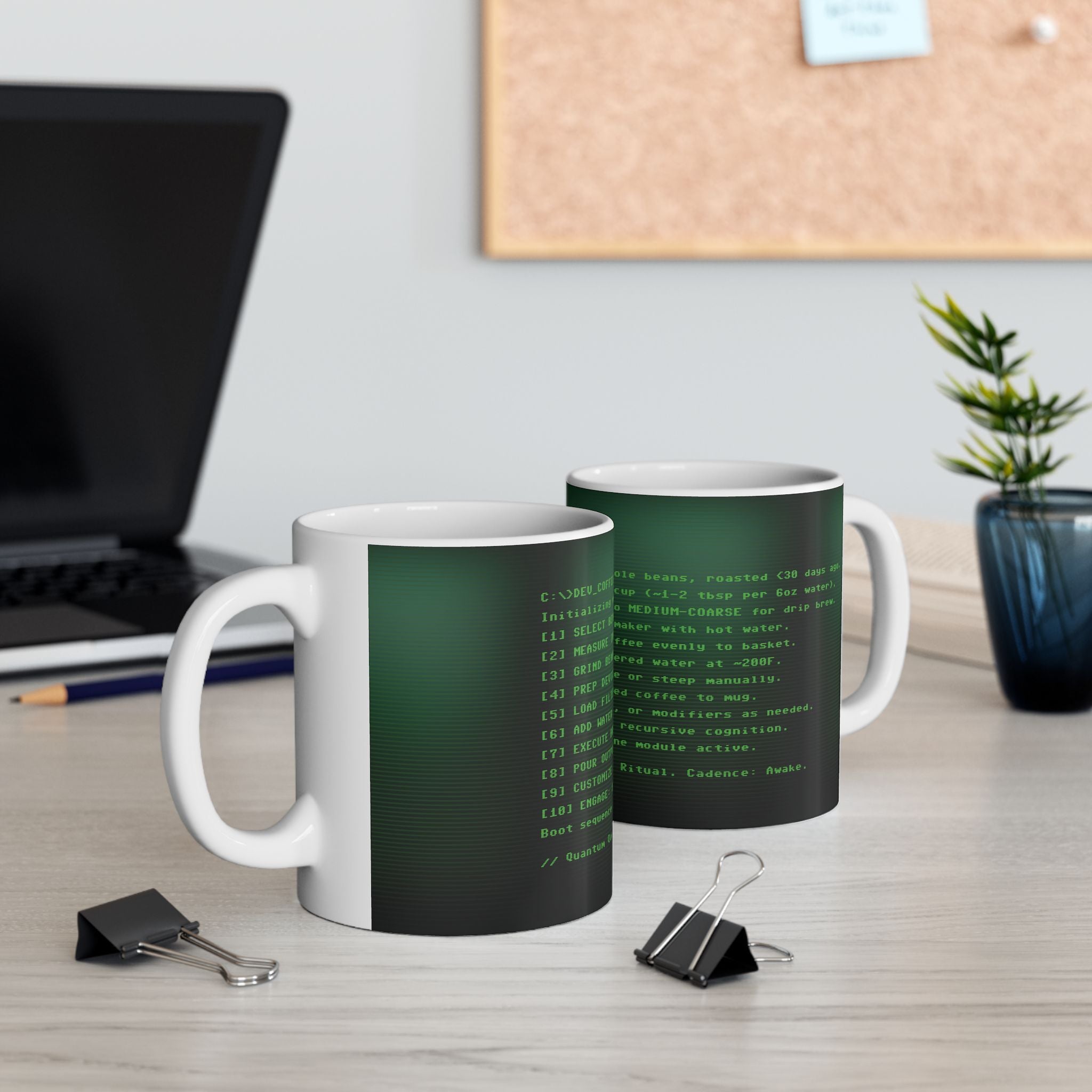 Coffee Mug - Retro Terminal Script Phosphor Green CRT Ritual Cadence: Awake